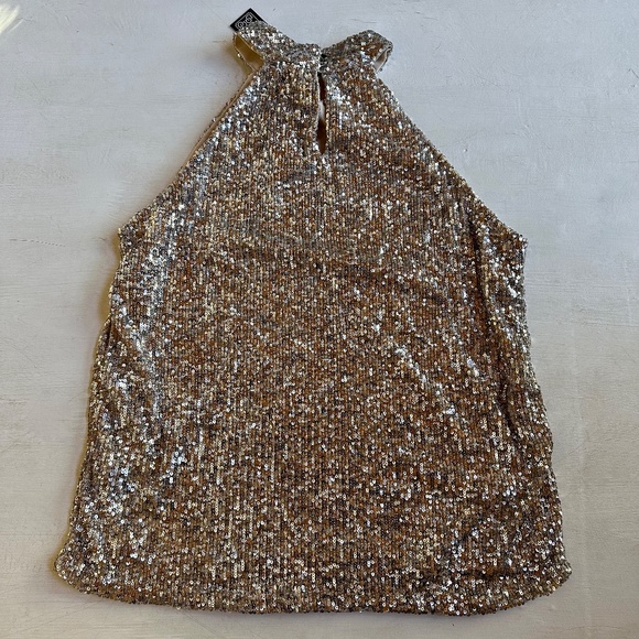 NWT Cable & Gauge Silver Sequin Halter Neck Top - Picture 7 of 8